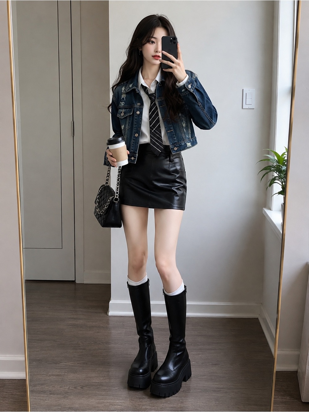 Women's Dark Wash Cropped Denim Jacket Button Front